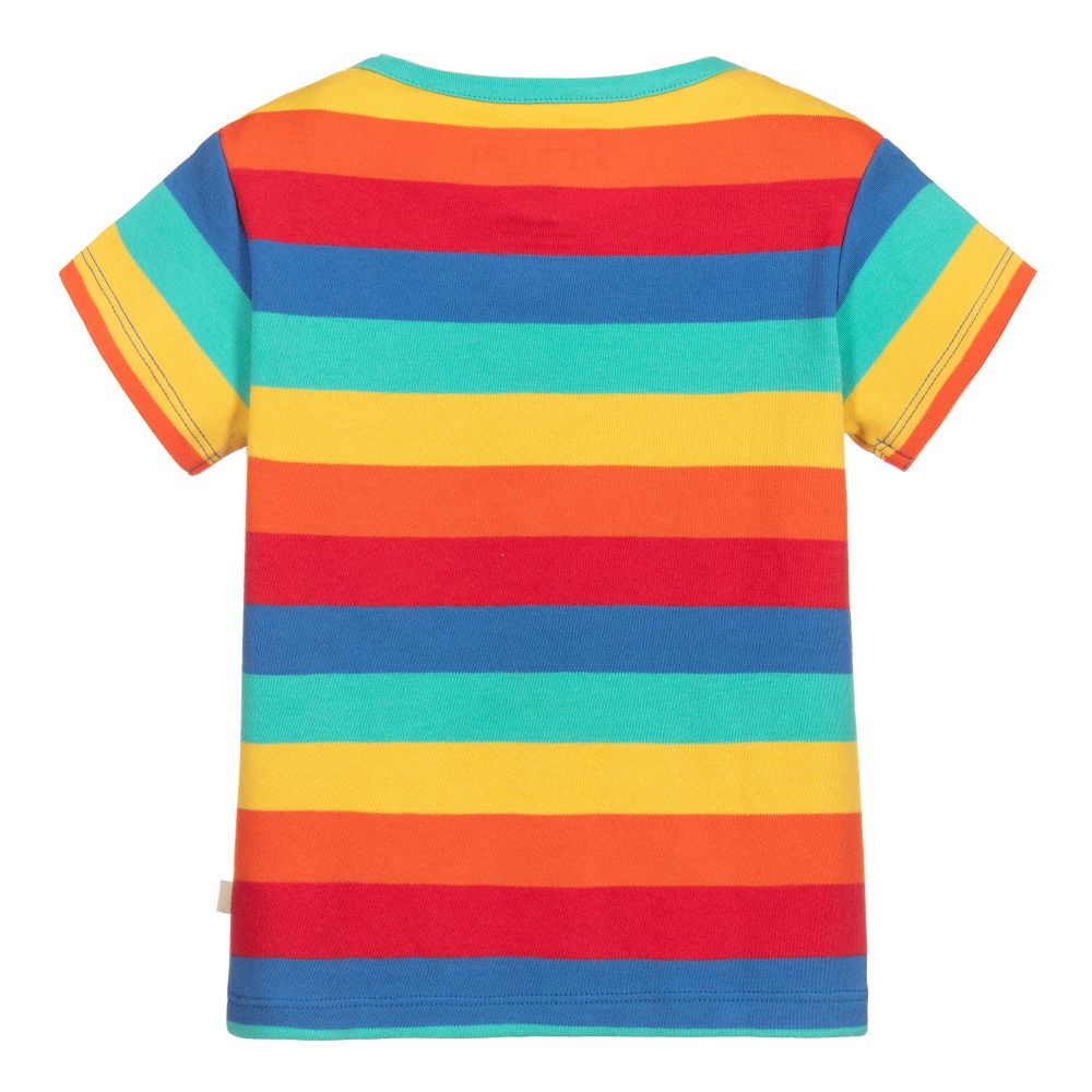 Frugi - Rainbow Stripe Cotton T-Shirt | Childrensalon