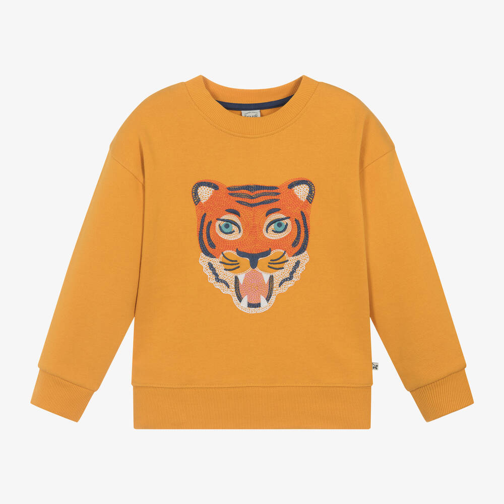 Frugi - Yellow Organic Cotton Tiger Sweatshirt | Childrensalon