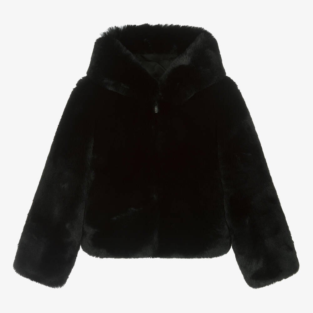 Black faux fur coat