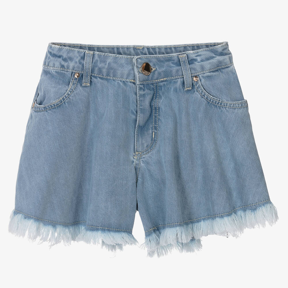 Shop Fun & Fun Girls Blue Frayed Denim Shorts