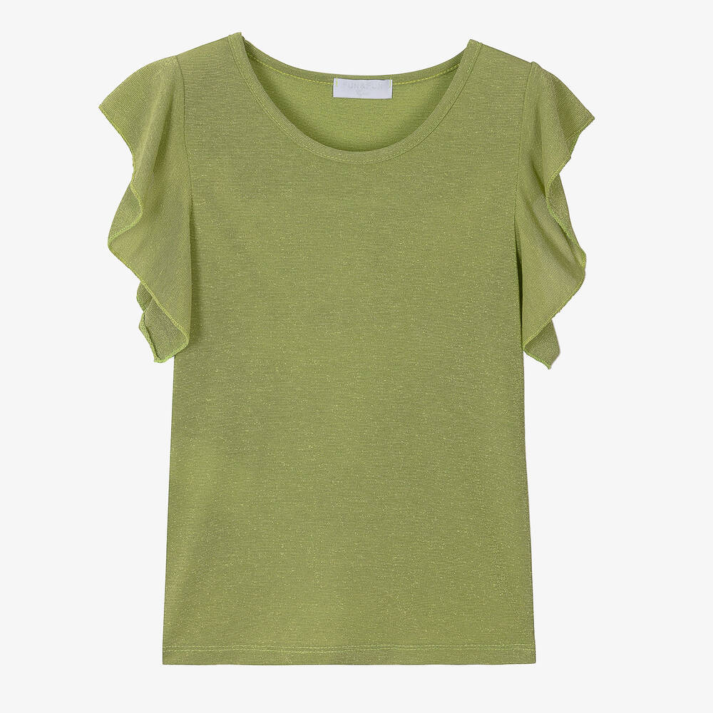 Fun & Fun - Girls Green Sparkly T-Shirt | Childrensalon