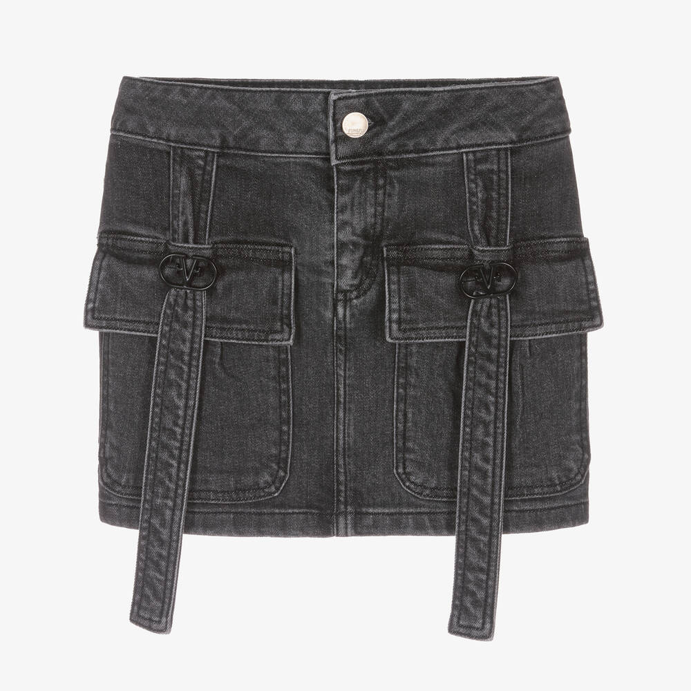 Fun & Fun - Girls Grey Wash Denim Skirt | Childrensalon