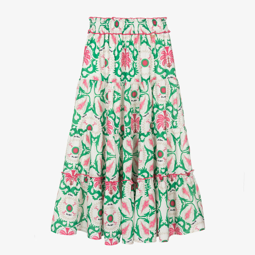Fun & Fun Kids' Girls Long Ivory Floral Crêpe Skirt