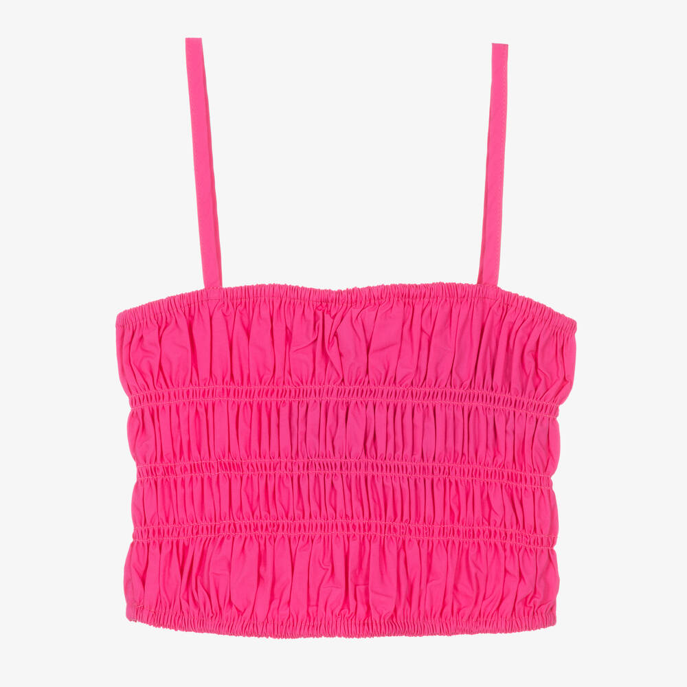 Shop Fun & Fun Girls Pink Cotton Shirred Top