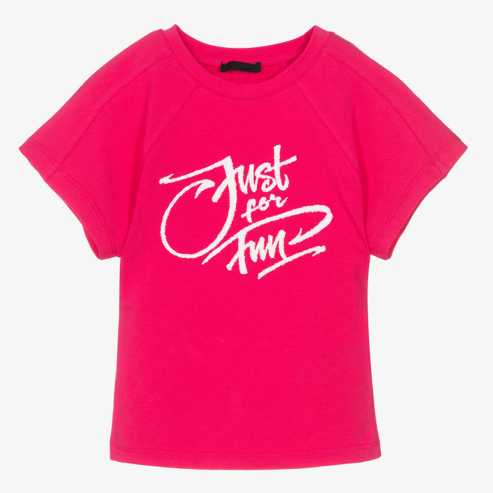 Fun & Fun - Girls Pink Cotton T-Shirt | Childrensalon