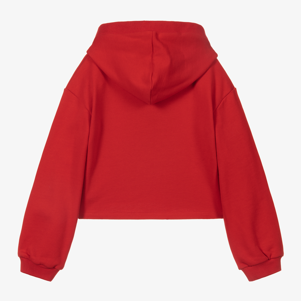 Fun & Fun - Red Cropped Cotton Hoodie | Childrensalon