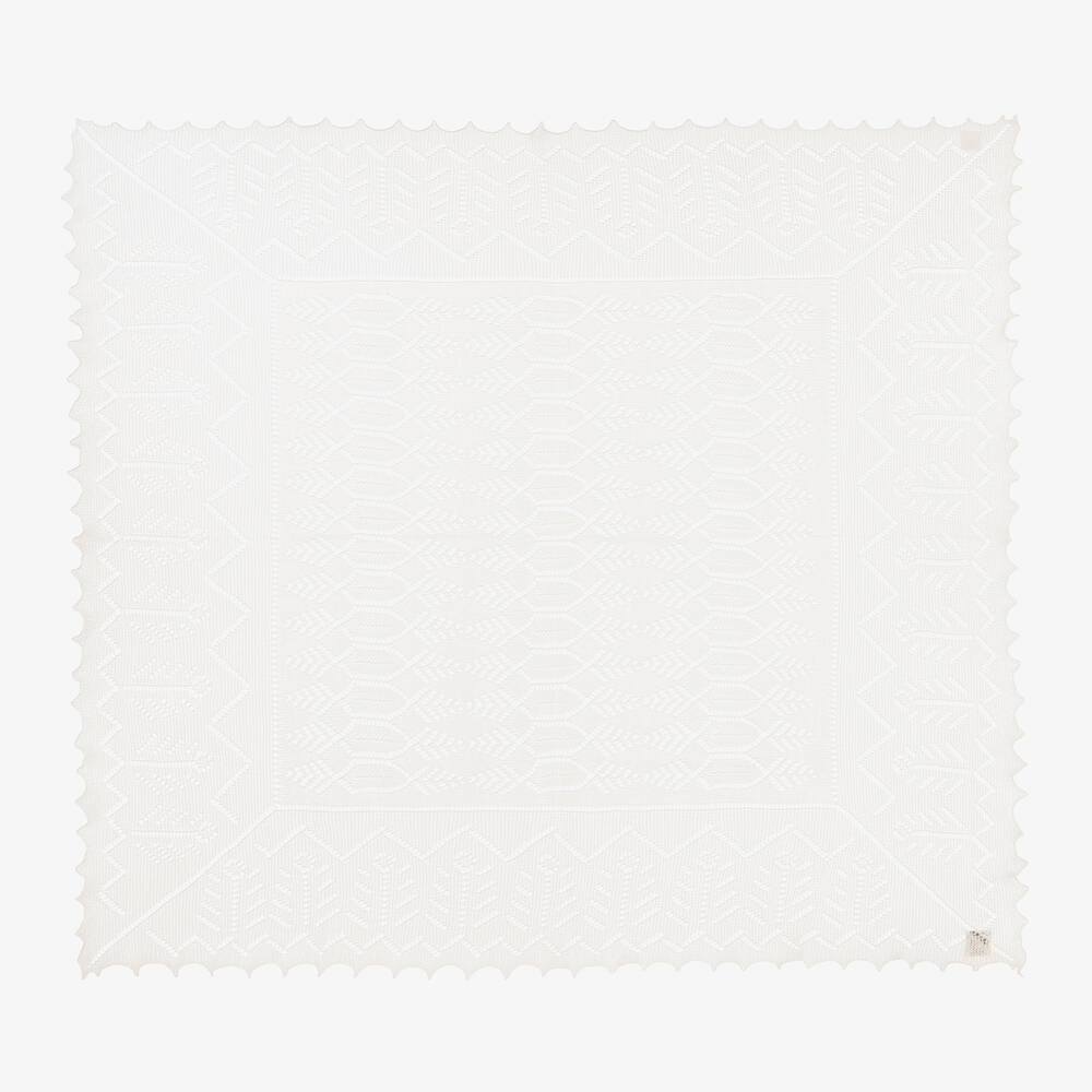 G.h.hurt & Son G. H.hurt & Son Ivory Wool Baby Shawl (130cm) In White