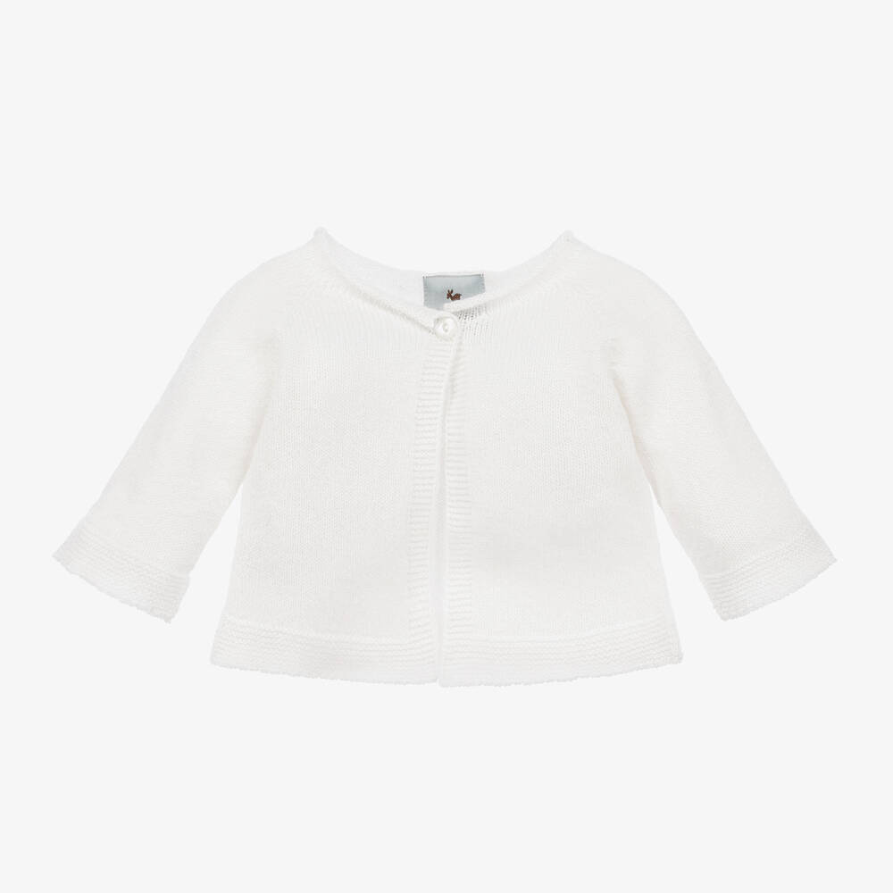 G.h.hurt & Son G. H.hurt & Son White Cashmere Knitted Baby Cardigan