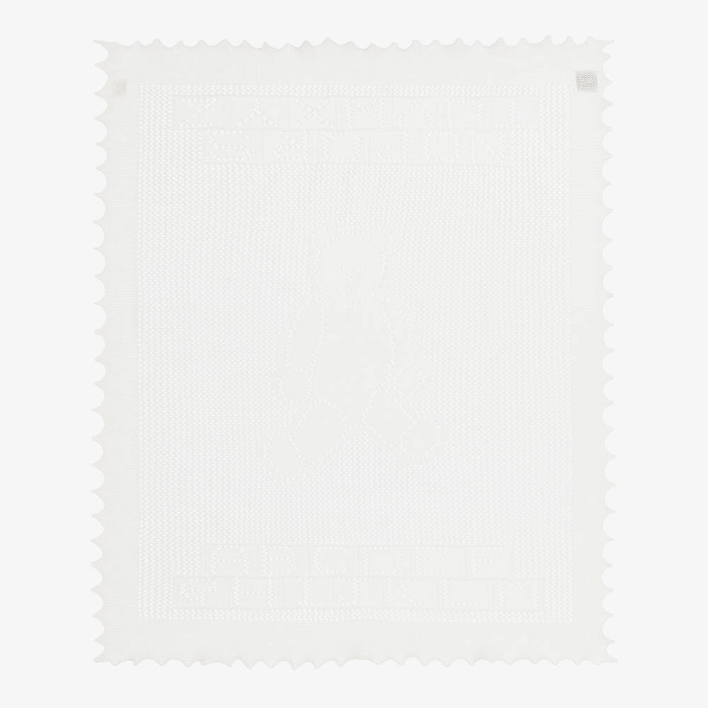 G.H.Hurt & Son - Белая шаль из шерсти и хлопка для малышей (88см) | Childrensalon