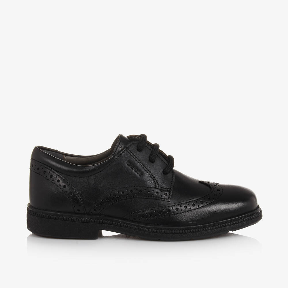 Geox - Boys Black Leather Brogue Shoes | Childrensalon