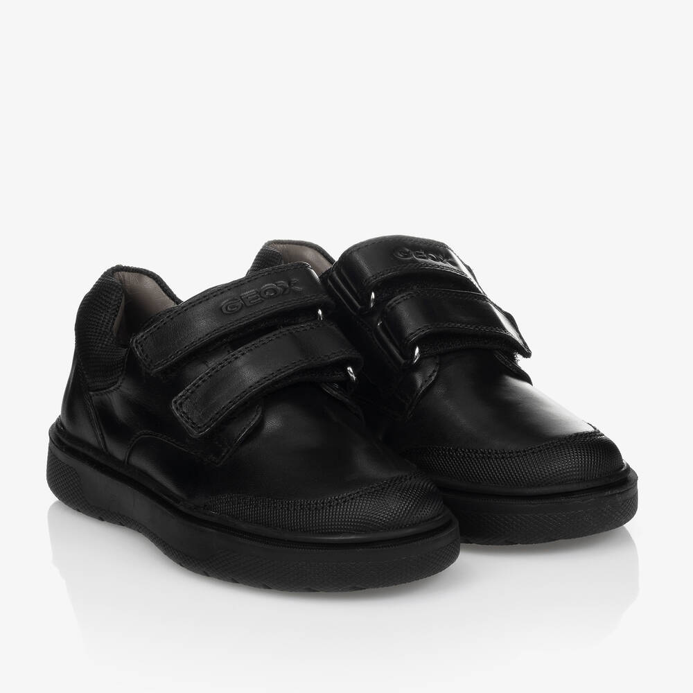 Geox - Chaussures à scratch en cuir noir garçon | Childrensalon