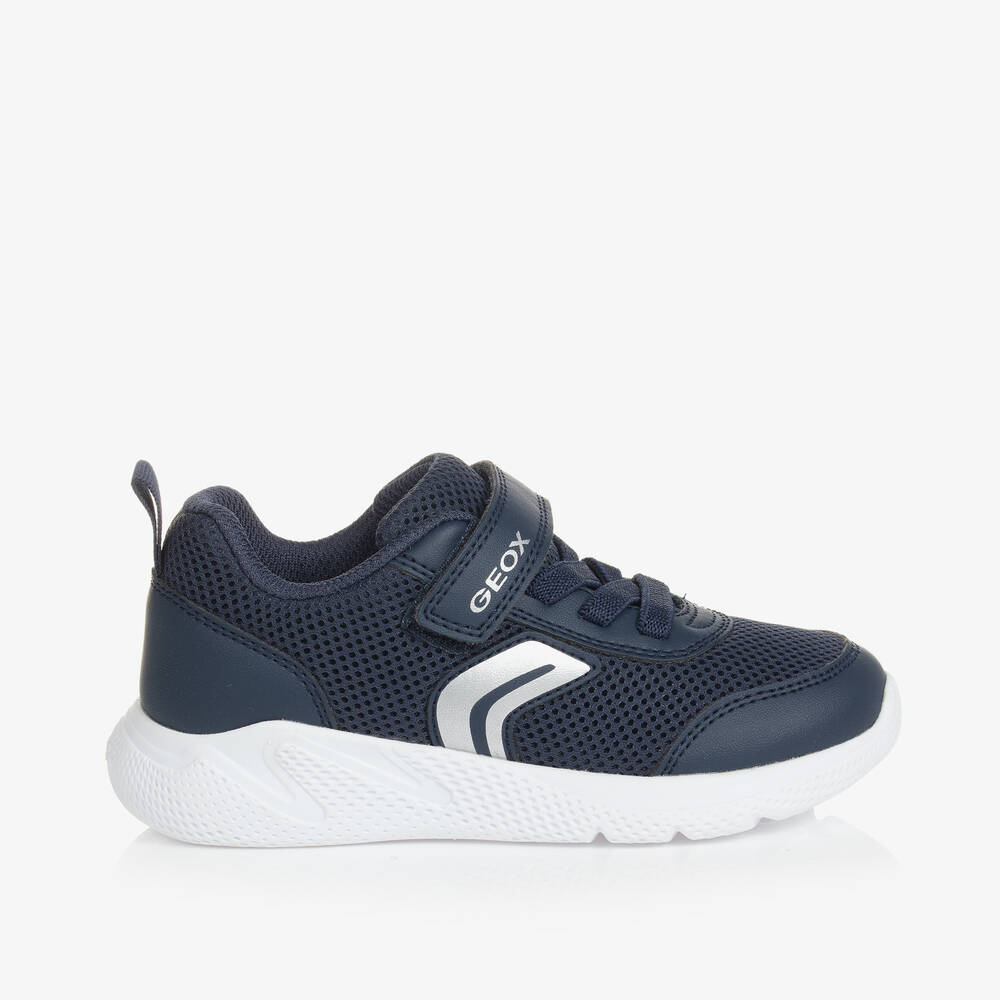 Geox Babies' Boys Blue Faux Leather & Mesh Trainers