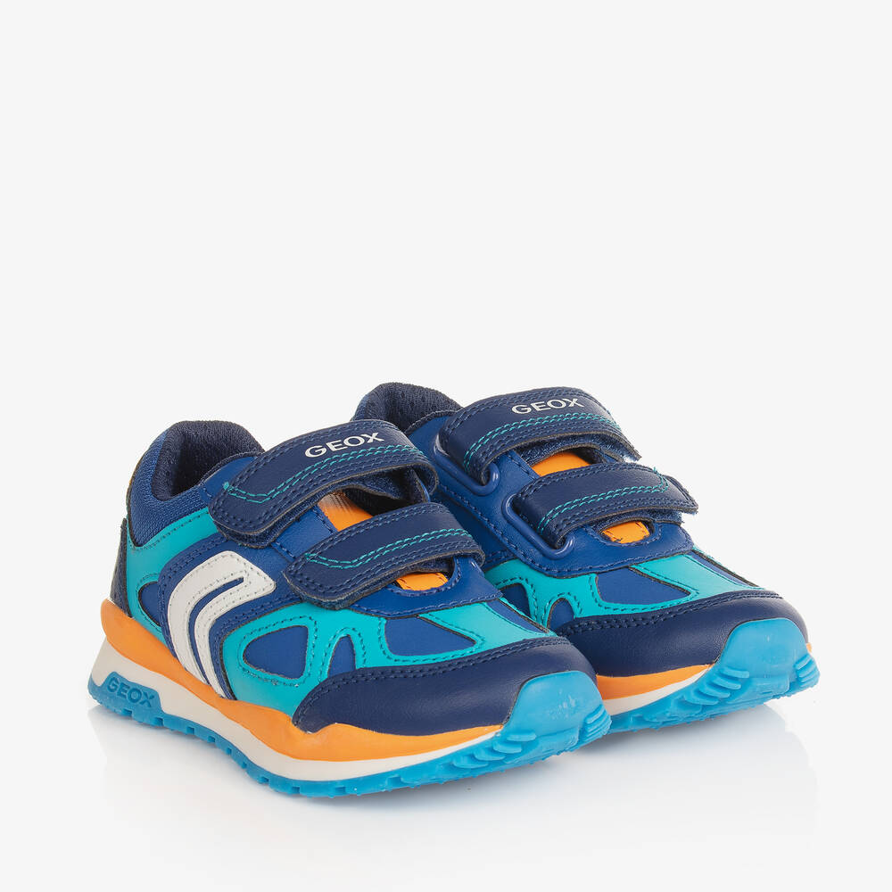 Geox - حذاء رياضي بشريط لاصق جلد صناعي لون أزرق | Childrensalon