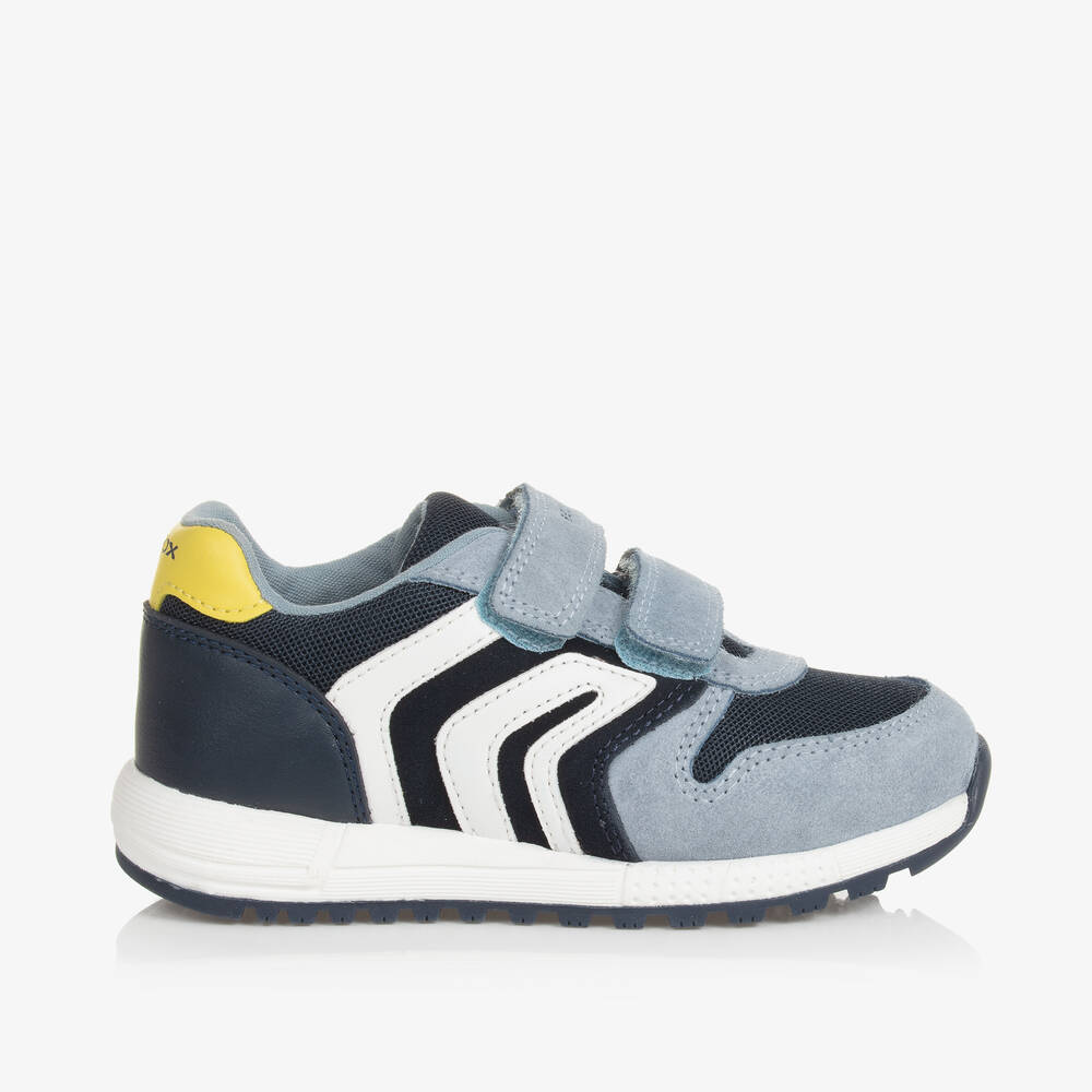 Geox Babies' Boys Blue Suede Leather & Mesh Trainers