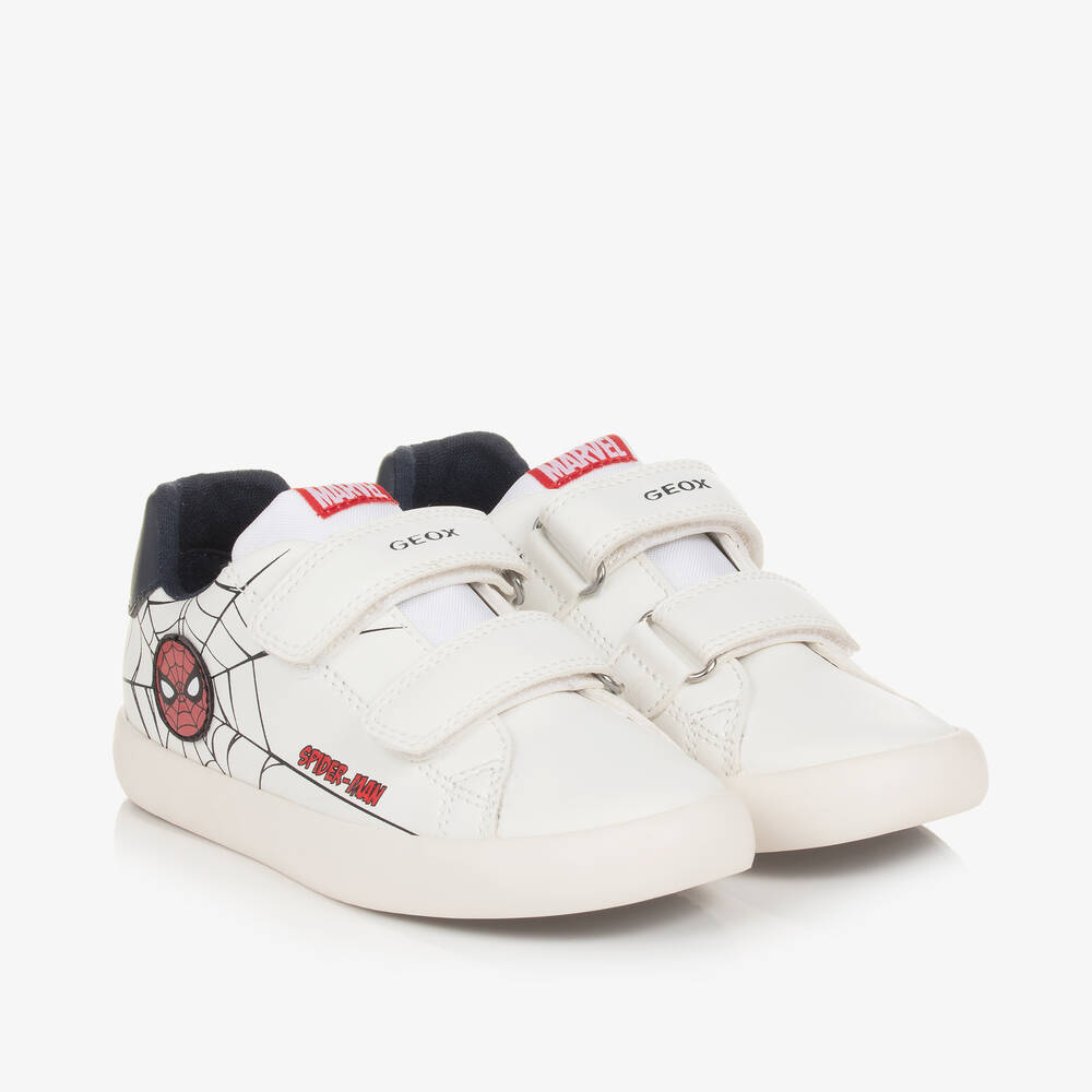 Shop Geox Boys White Marvel Spiderman Trainers