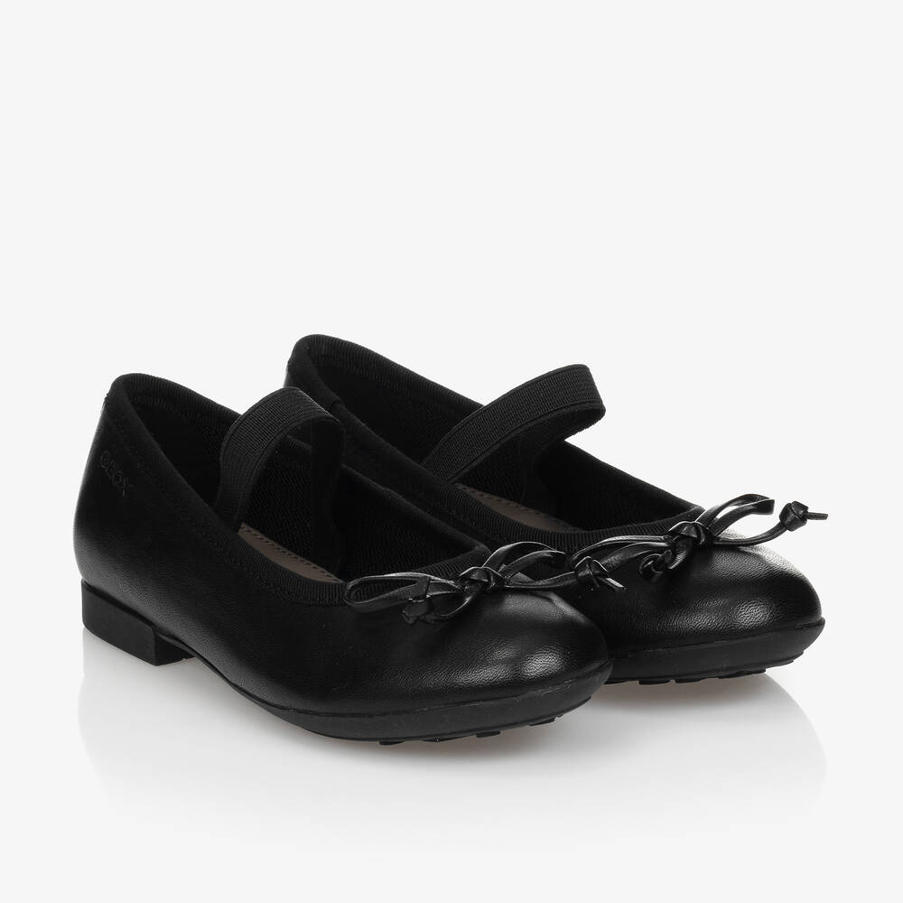Geox - حذاء بمب باليه جلد لون أسود للبنات | Childrensalon