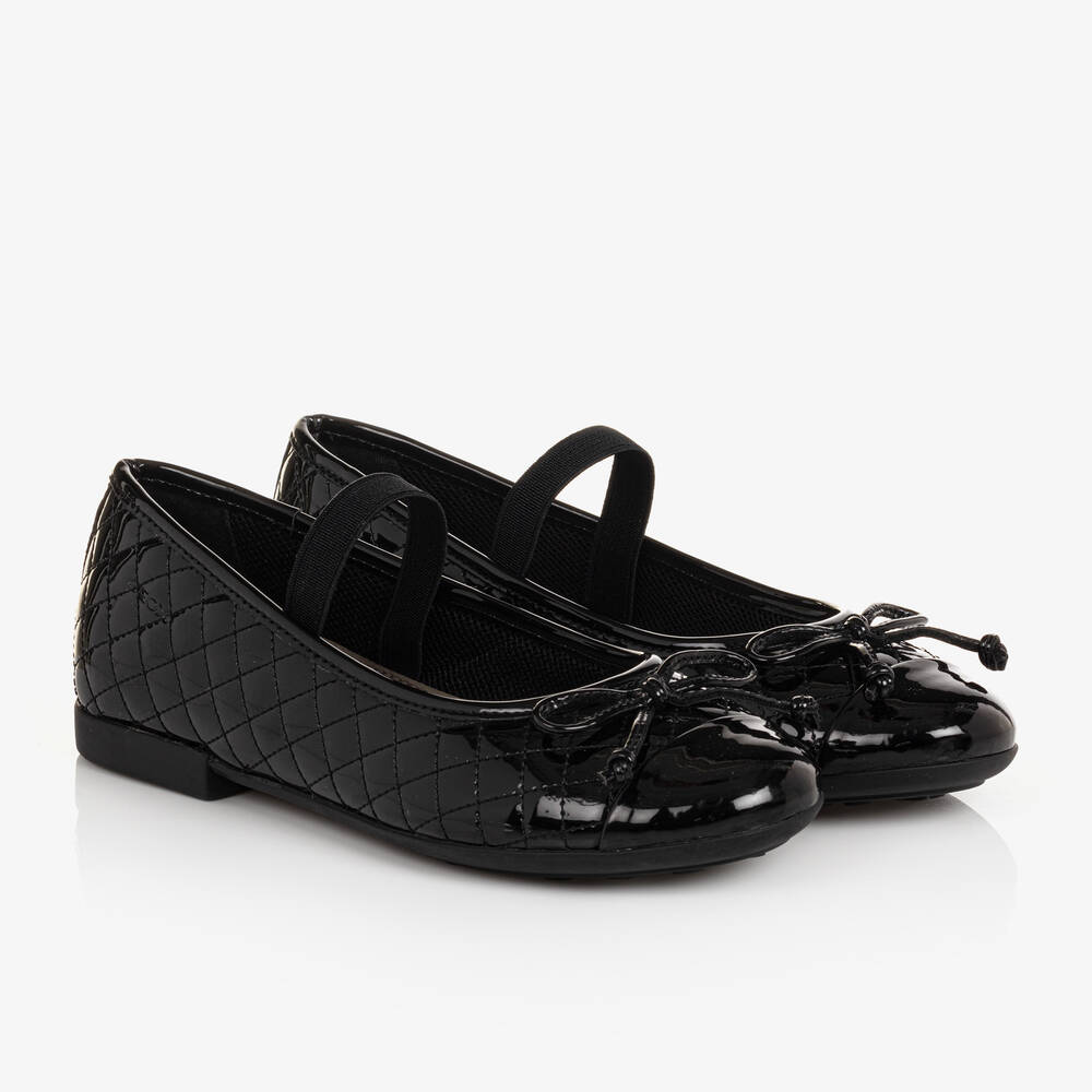 Geox - حذاء بمب باليه جلد لون أسود للبنات | Childrensalon