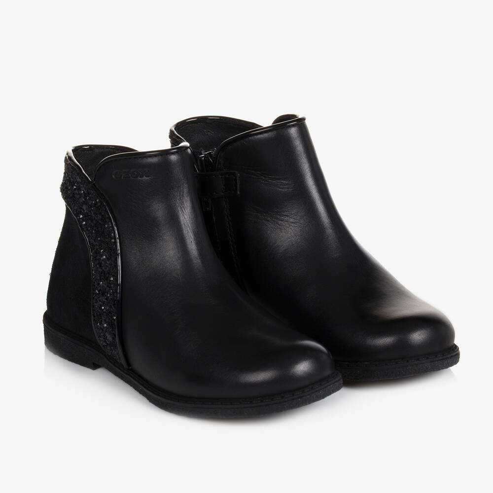 Geox - Girls Black Leather Boots | Childrensalon