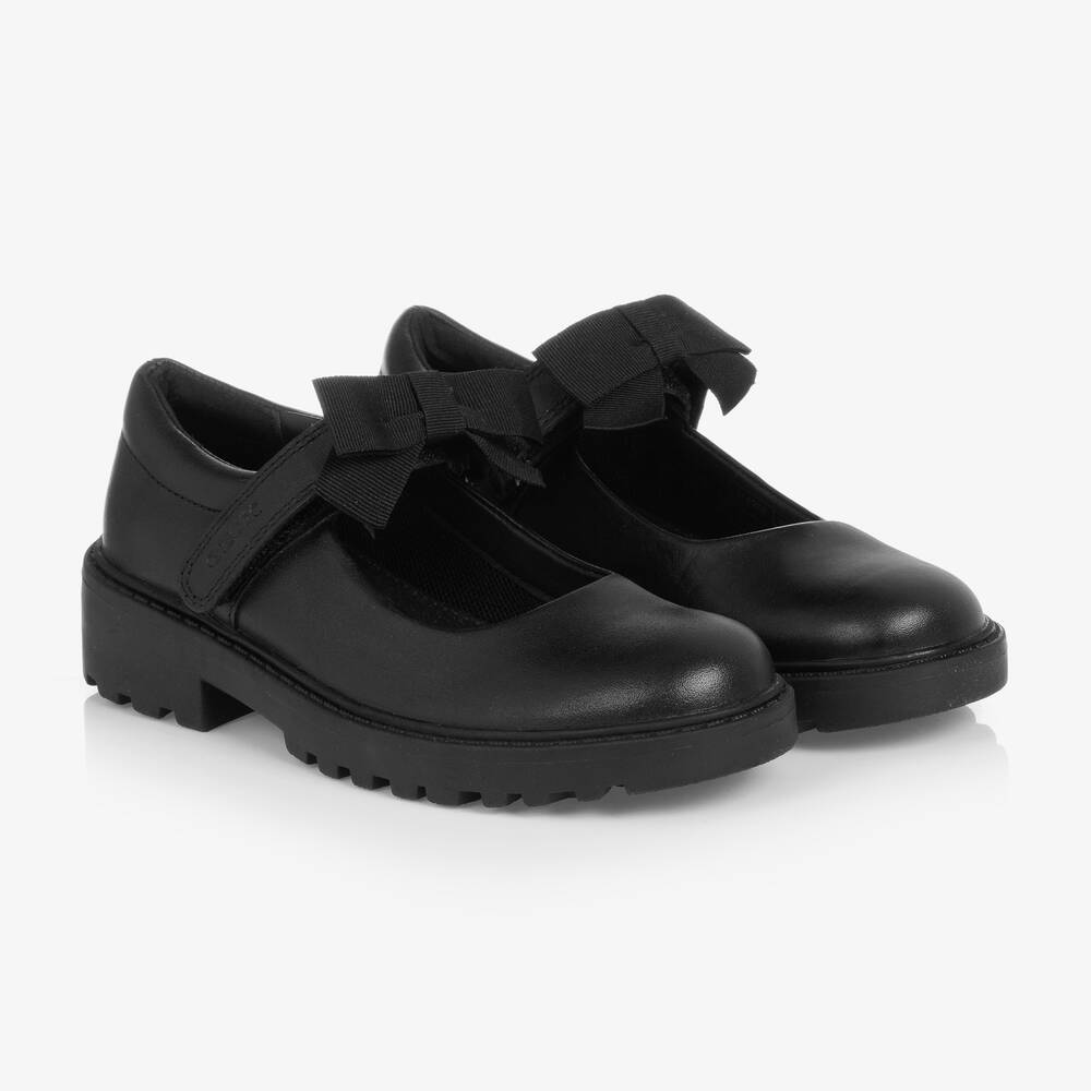 Geox - Girls Black Leather School Shoes | Childrensalon