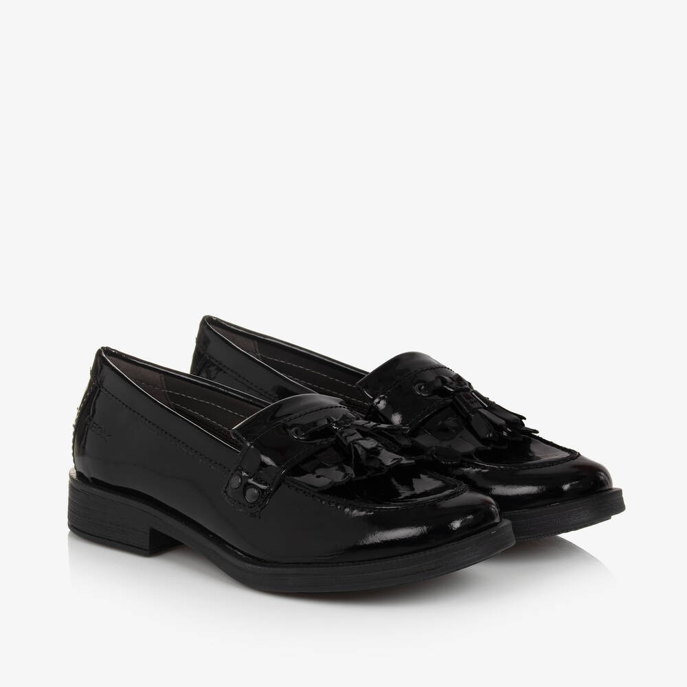 Geox - Girls Black Patent Leather Loafers | Childrensalon
