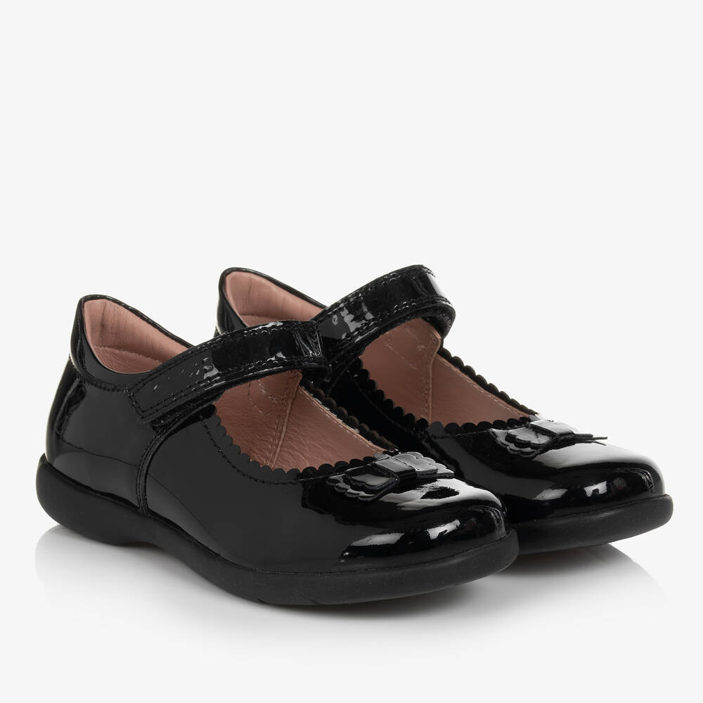 Geox - حذاء بمب جلد لامع لون أسود للبنات | Childrensalon