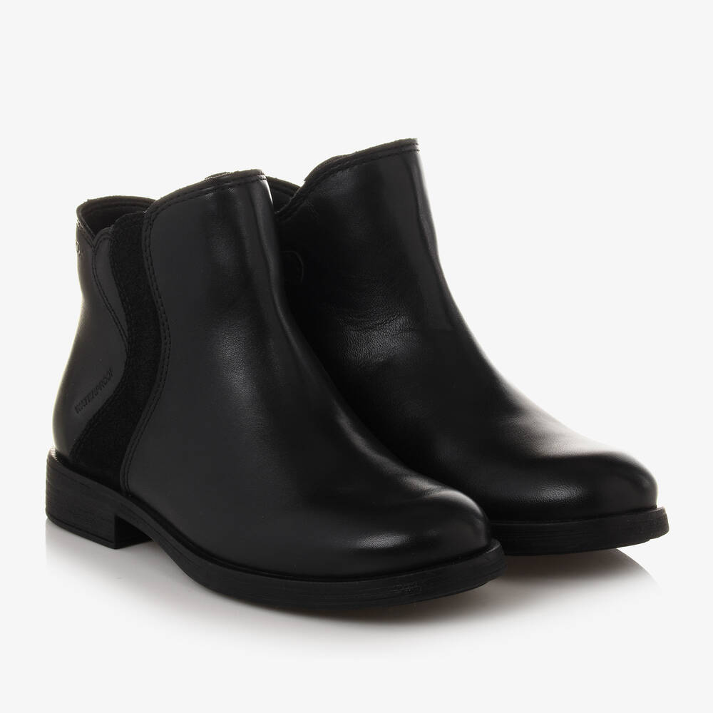 Geox - Girls Black Waterproof Leather Boots | Childrensalon