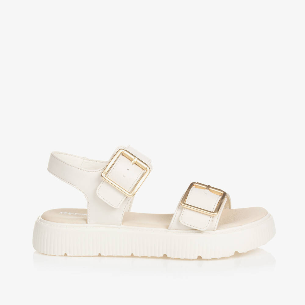 Geox Kids' Girls Ivory Faux Leather Sandals