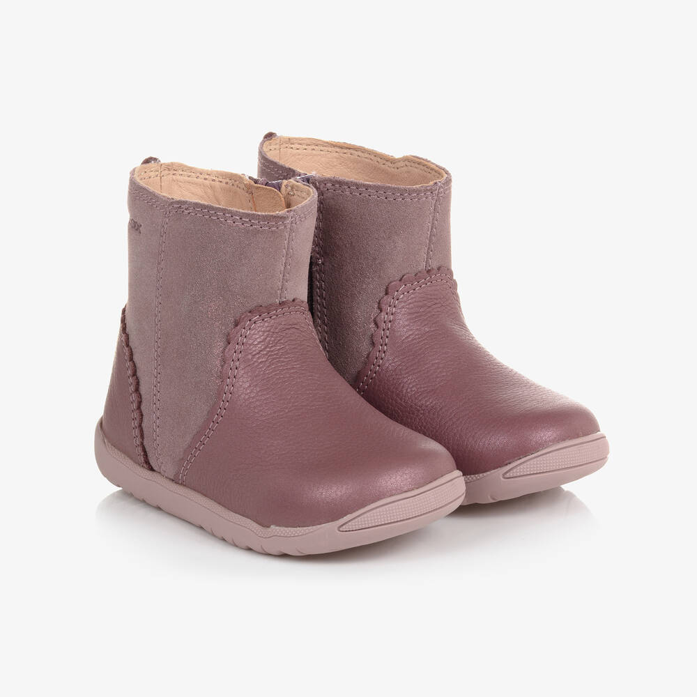 Geox - Girls Pink Glittery Leather Boots | Childrensalon