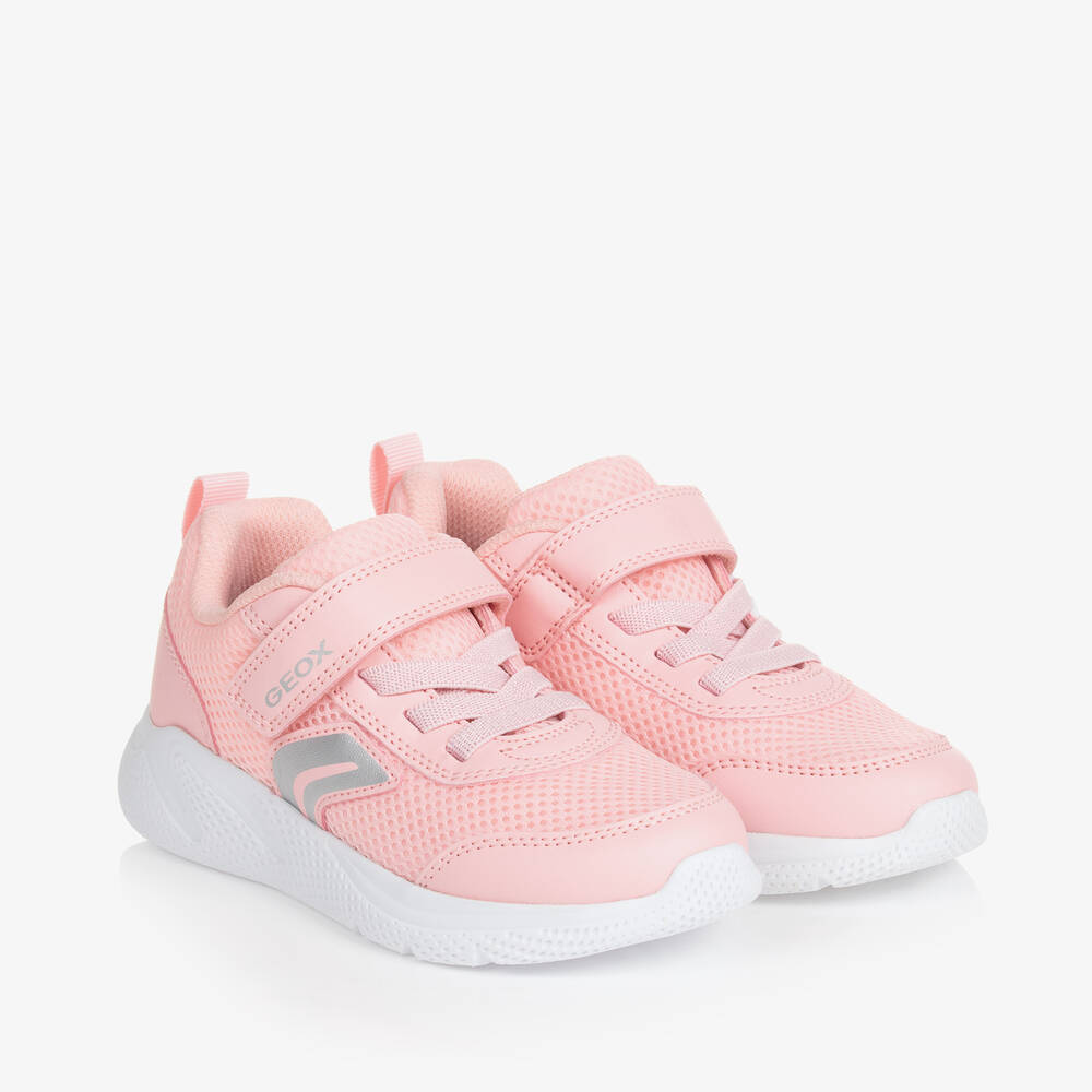 Geox - Розовые сетчатые кроссовки на липучке для девочек | Childrensalon