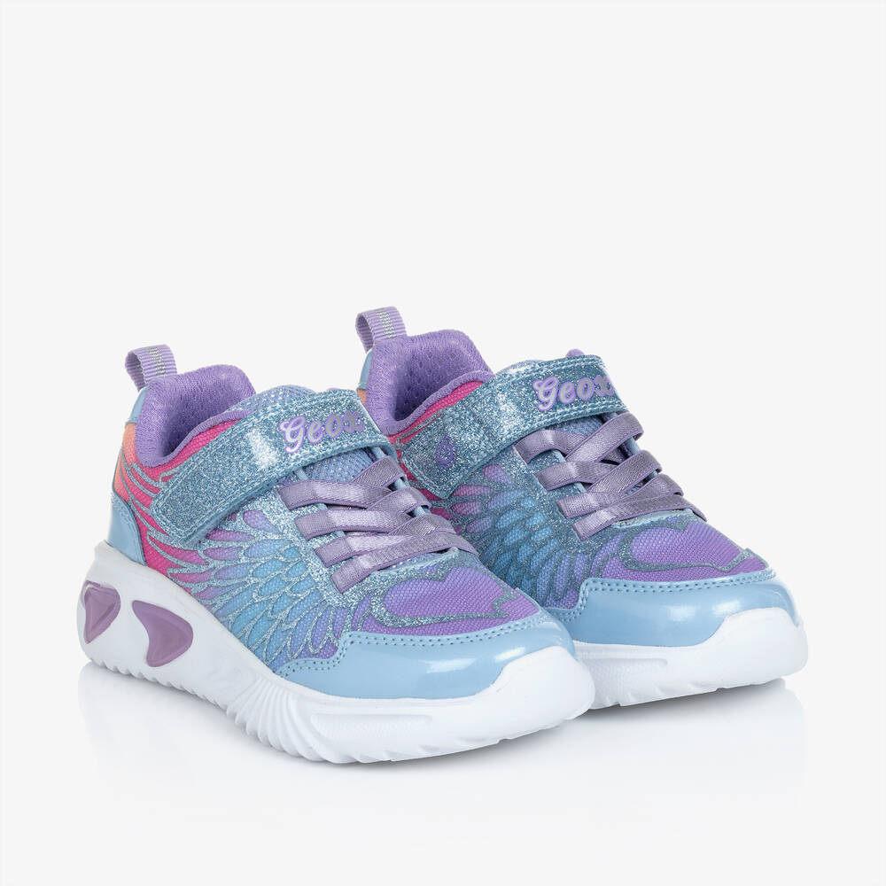 Geox - Girls Purple Light-Up Glitter Trainers | Childrensalon