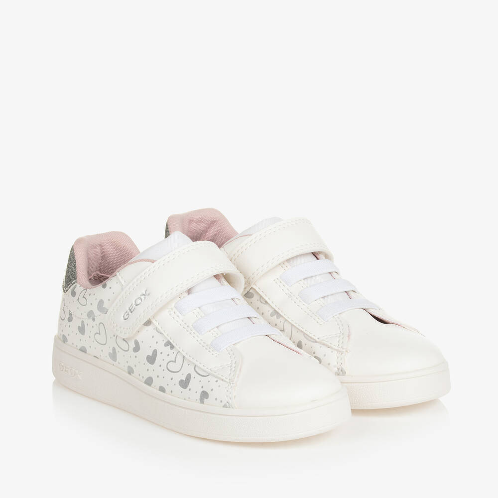 Geox - Girls White Faux Leather Trainers | Childrensalon