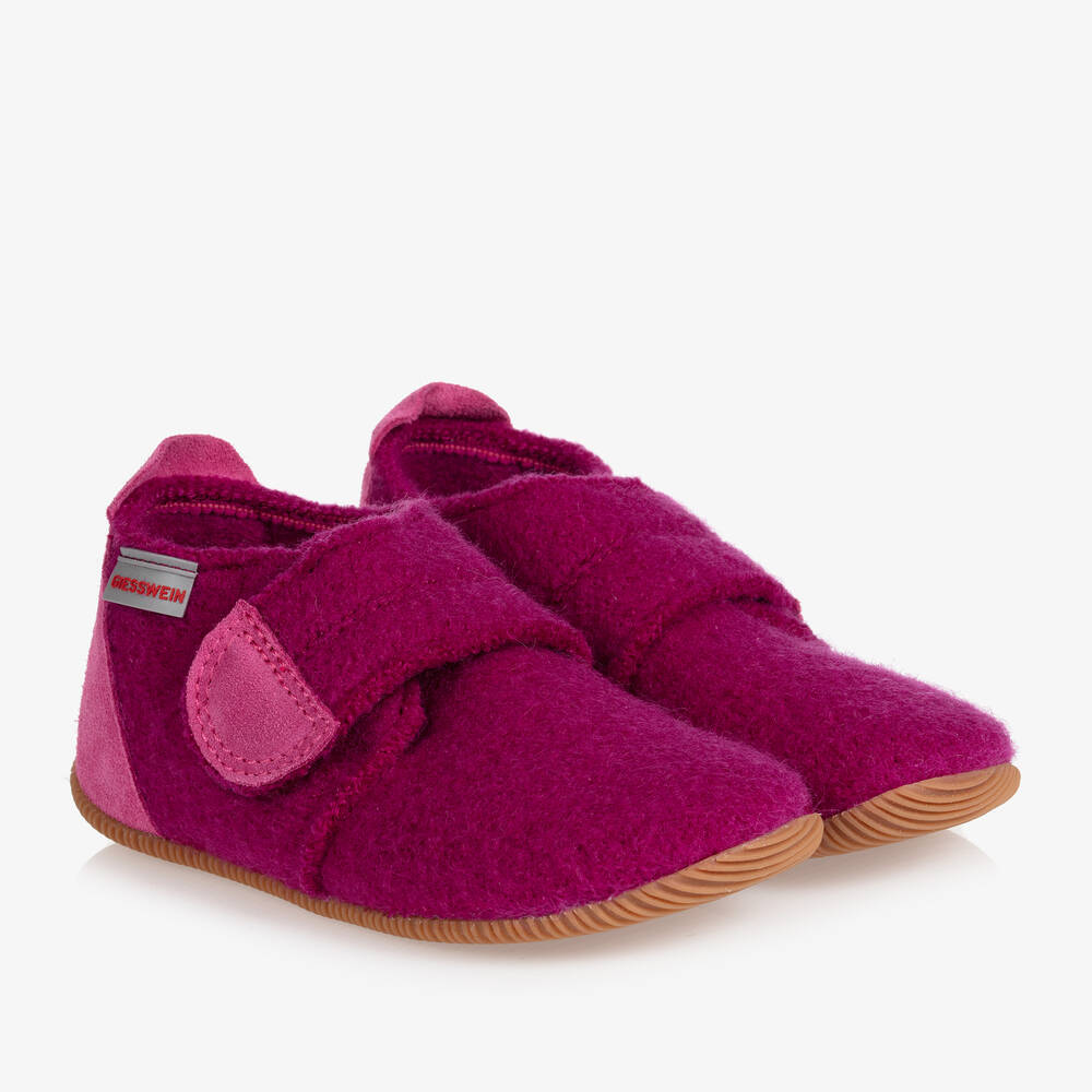 Giesswein - Girls Pink Felted Wool Slippers | Childrensalon