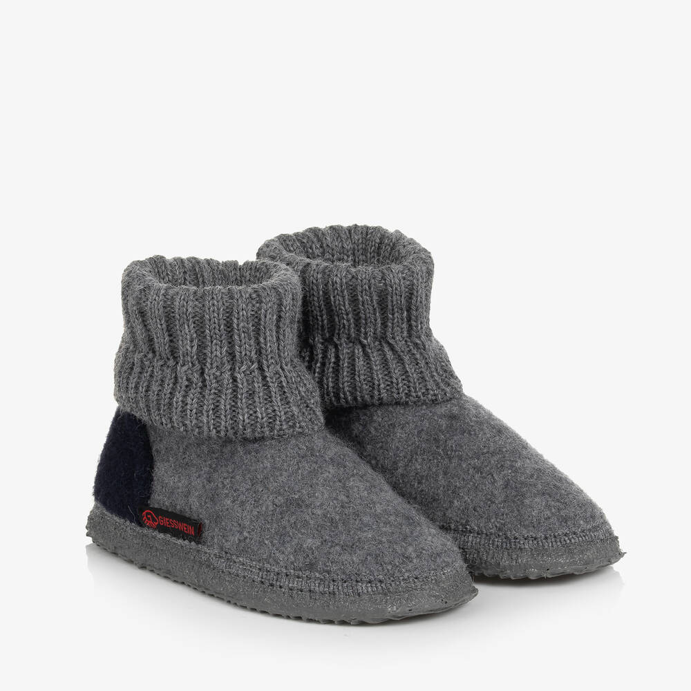 Giesswein - Grey Felted Wool Slippers | Childrensalon