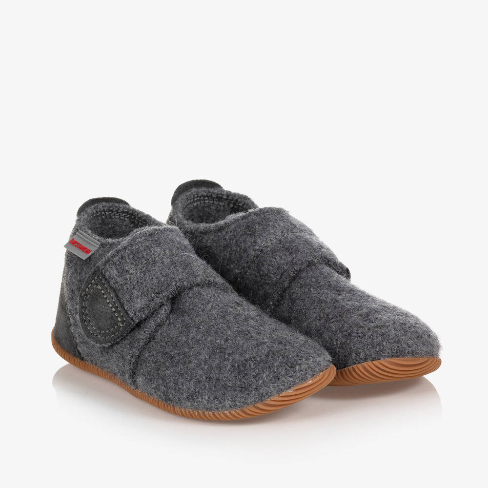 Giesswein - Grey Felted Wool Slippers | Childrensalon