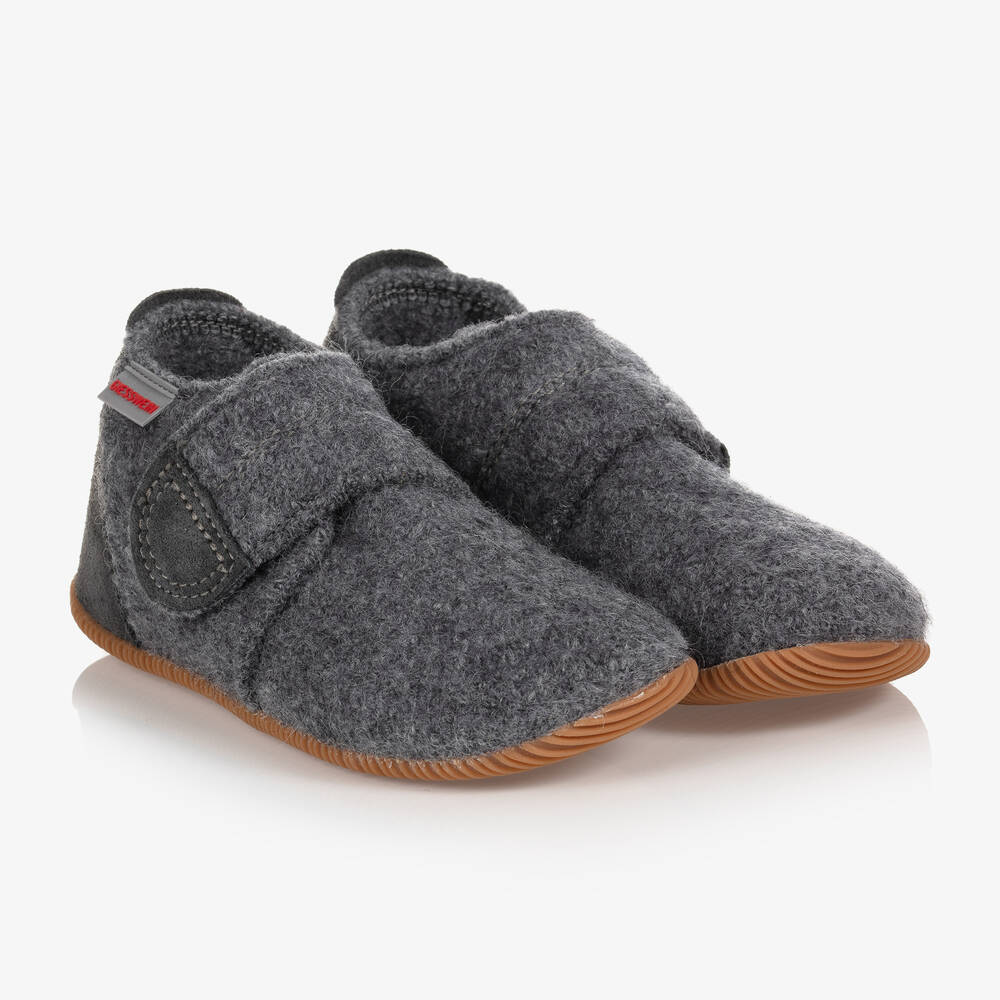 Giesswein - Grey Wool Felt Slippers | Childrensalon