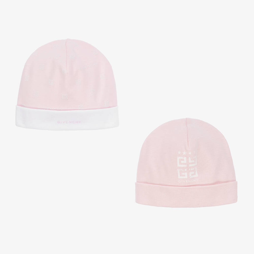 Givenchy - Baby Girls Pink Cotton Hats (2 Pack) | Childrensalon