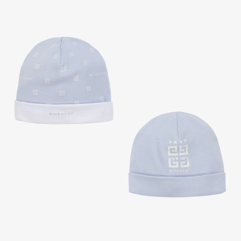 Givenchy - Baby Pale Blue Cotton Hats (2 Pack) | Childrensalon