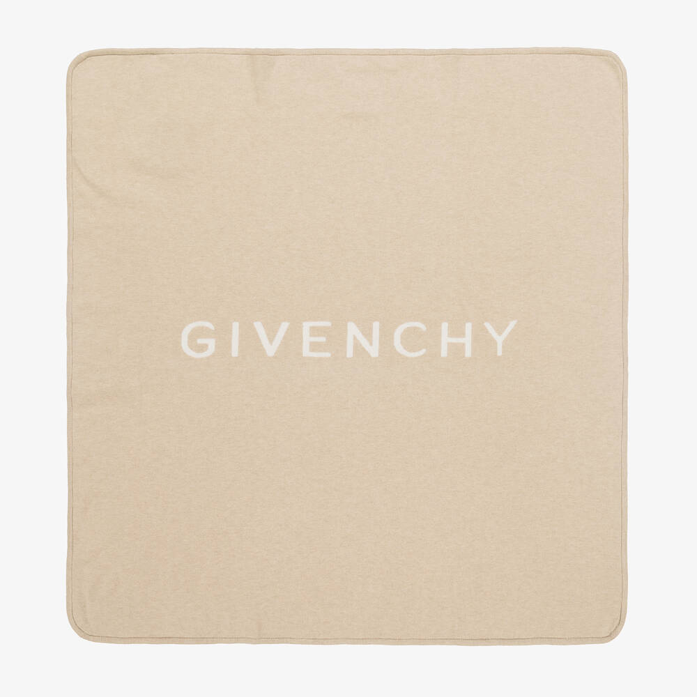 Givenchy - Beige Cotton & Cashmere Reversible Blanket (83cm) | Childrensalon