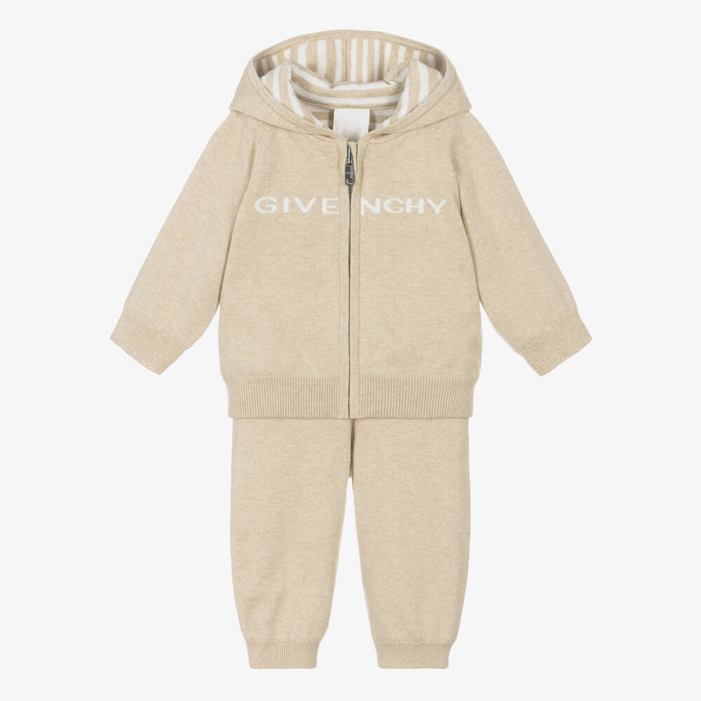 Givenchy - Beige Reversible Knitted Baby Trouser Set | Childrensalon