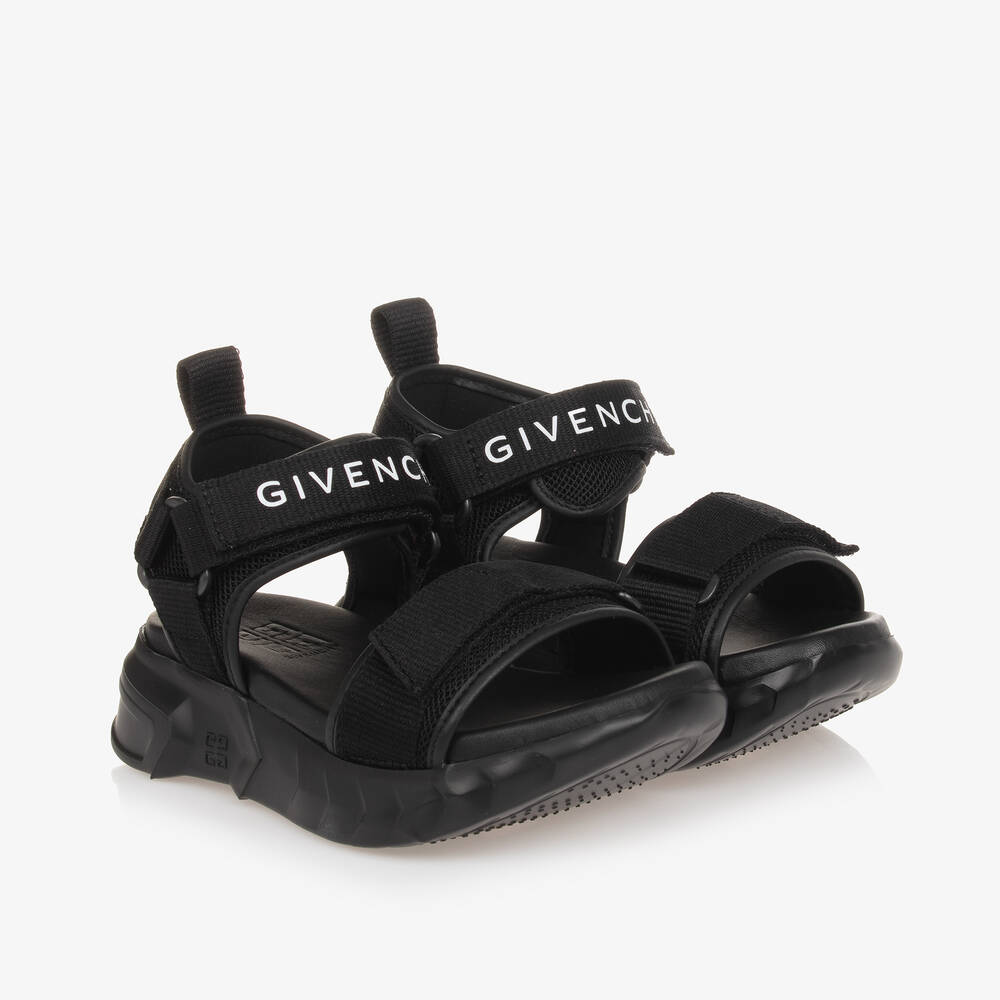 Givenchy - صندل بشريط لاصق ونعل عريض لون أسود | Childrensalon
