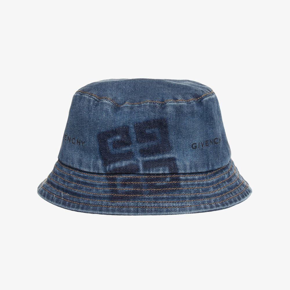 Givenchy - Blue 4G Denim Bucket Hat | Childrensalon