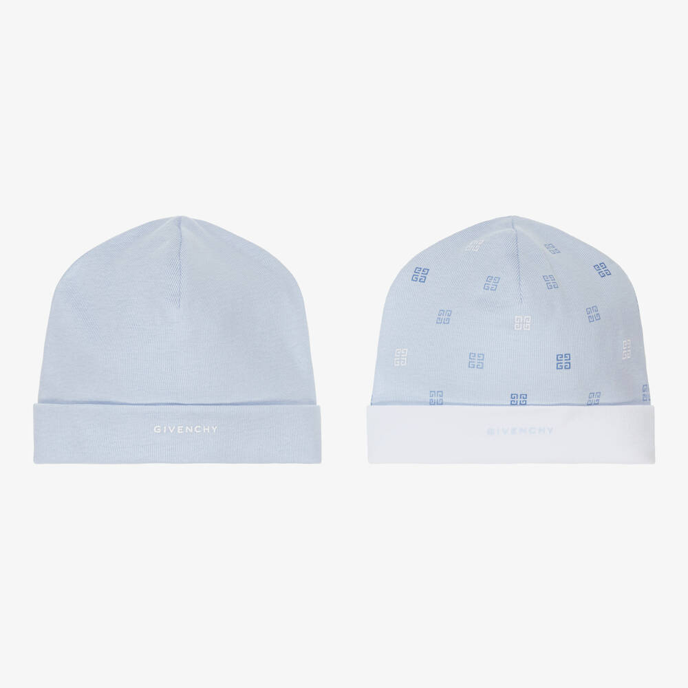 Givenchy - Blue Cotton Baby Hats (2 Pack) | Childrensalon