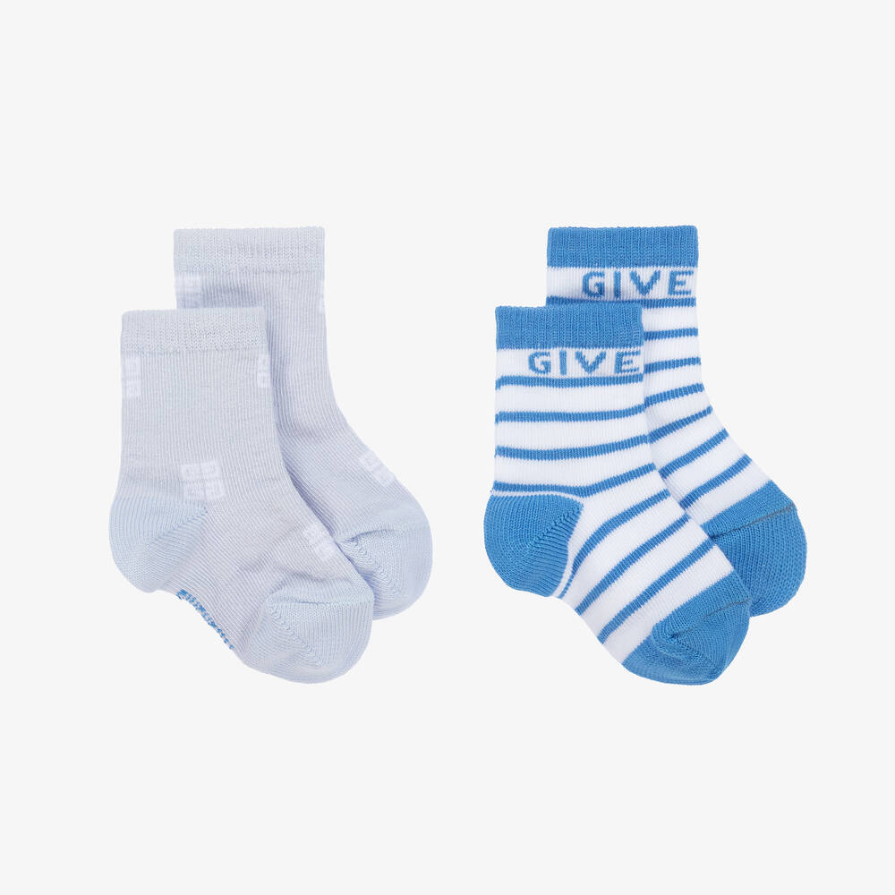 Givenchy - Blue Cotton Baby Socks (2 Pack) | Childrensalon