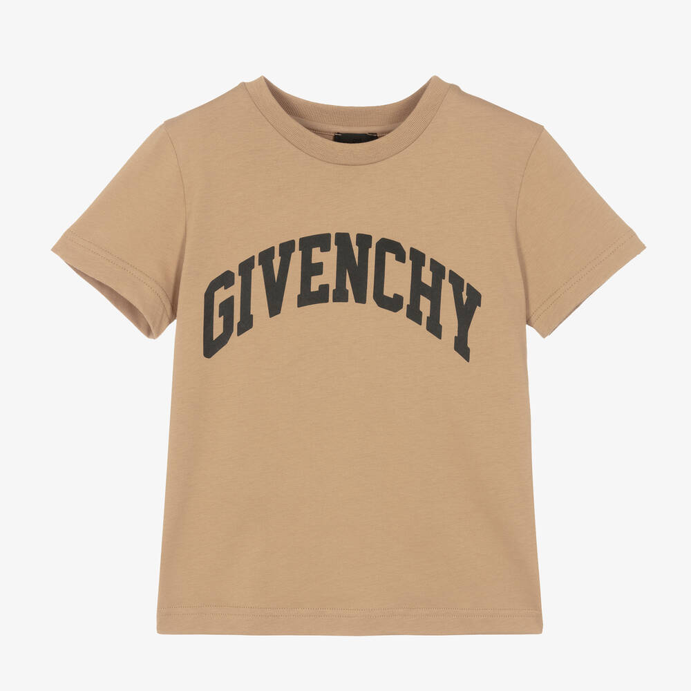 Givenchy Kids' Boys Beige Cotton T-shirt In Brown