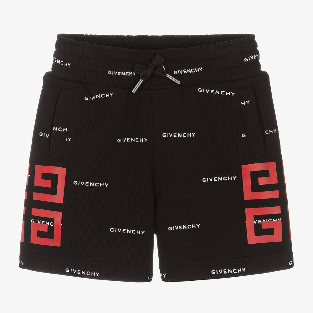 Givenchy - Boys Black 4G Cotton Shorts | Childrensalon
