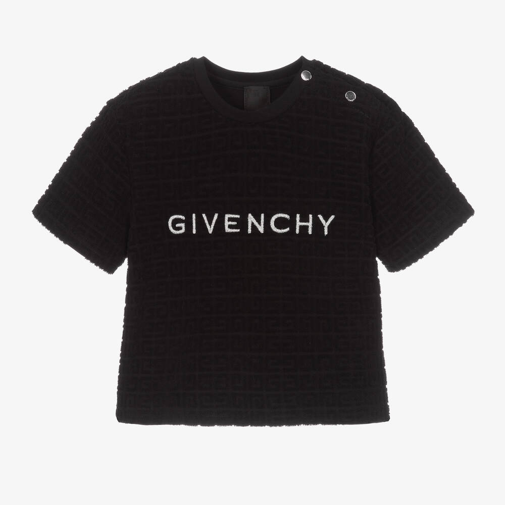 Givenchy - تيشيرت بطبعة 4G قطن لون أسود للأولاد | Childrensalon
