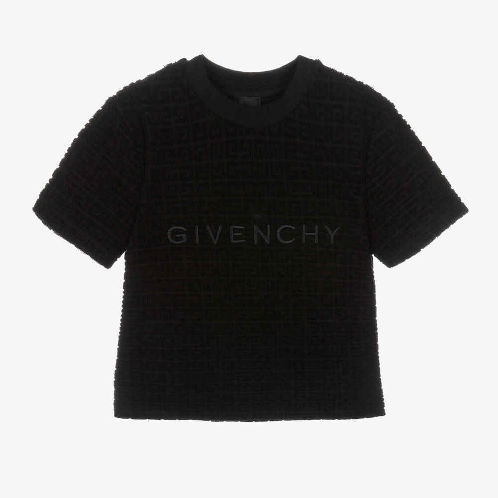 Givenchy - تيشيرت بطبعة 4G قطن لون أسود للأولاد | Childrensalon