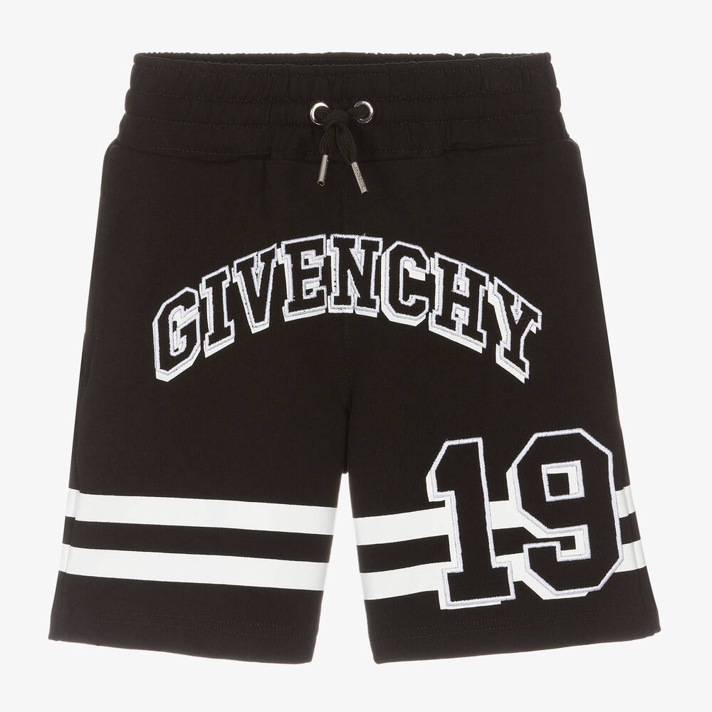 Givenchy - Boys Black Cotton Varsity Shorts | Childrensalon