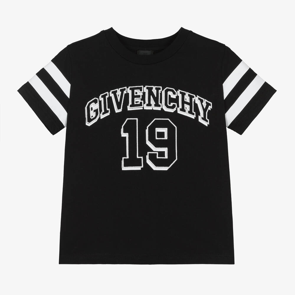Givenchy - Boys Black Cotton Varsity T-Shirt | Childrensalon