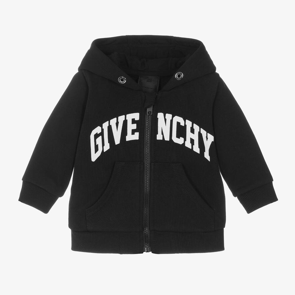Givenchy - توب هودي بسحّاب أطفال ولادي قطن لون أسود | Childrensalon